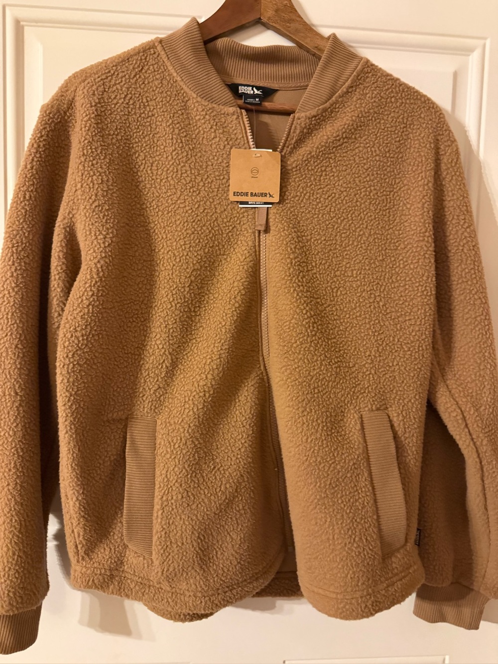 Eddie Bauer Camel/Tan Sherpa-Lined Zip Jacket